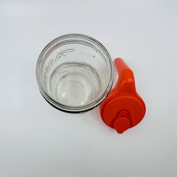 Anchor Hocking Glass Vintage 70s TANG Orange Drink Clear Glass Pitcher With Lid - Picture 10 of 11